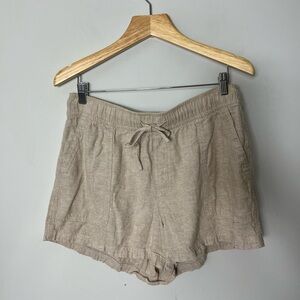GAP Linen Blend Pull On Elastic Waist Shorts Neutral Beige Tan Large 1040